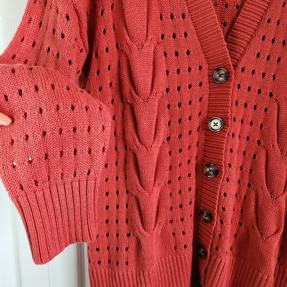 Torrid Cable Boyfriend Cardigan Sweater Baked Apple Sz 00 - Picture 9 of 13
